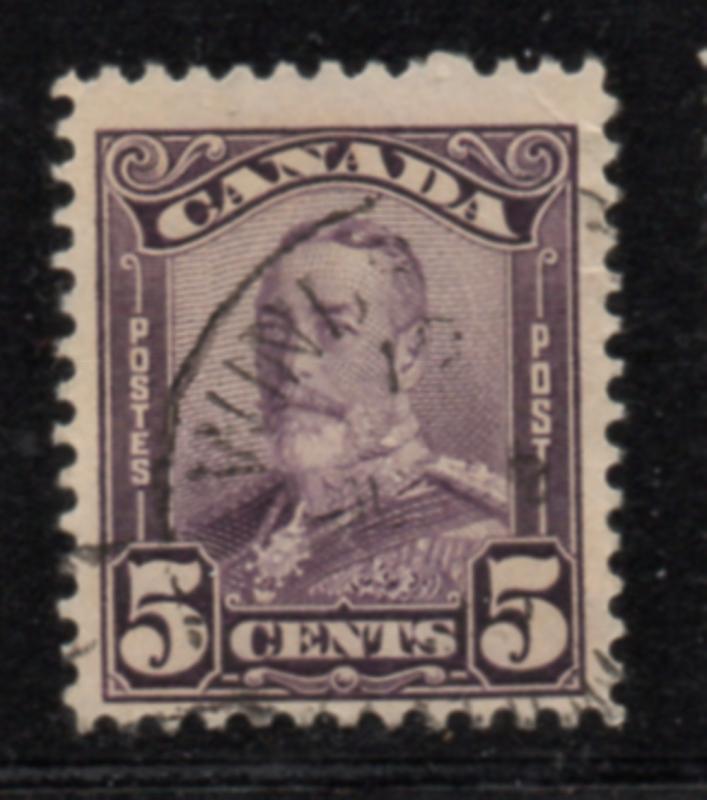 Canada Sc 153 1928 5 c violet G V Scroll issue stamp used