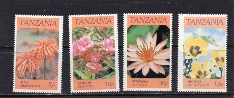 TANZANIA 1986 FLOWERS SET OF 4 STAMPS MNH