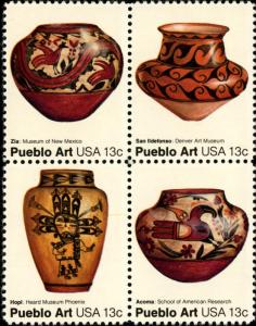 1977 13c Pueblo Art, Block of 4 Scott 1706-09 Mint F/VF NH