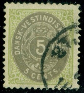 DANISH WEST INDIES #19 (17) 5¢ bicolor, used, VF, Scott $35.00