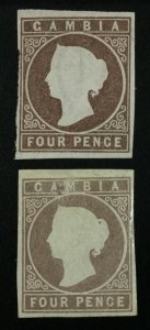 MOMEN: GAMBIA SG #1-2 1869 MINT OG H £1,100 LOT #61912