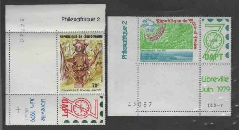 IVORY COAST #512-513 1979 PHILEXAFRANQUE II MINT VF NH O.G