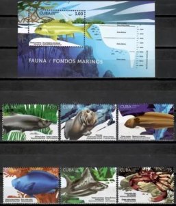 Cuba year 2018 stamps Fauna Marine Life MNH set