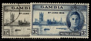 GAMBIA GVI SG162-163, 1946 VICTORY set, FINE USED.