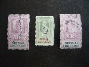 Stamps - India - Revenues - Used Part Set of 3 Stamps
