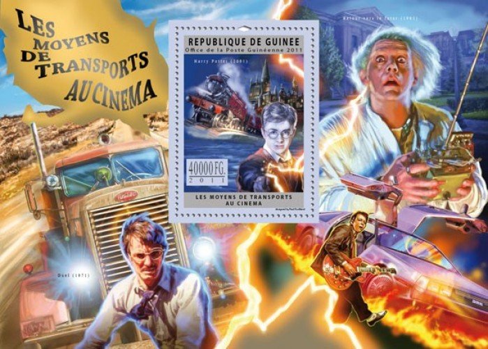 GUINEA 2011 SHEET TRANSPORTS IN CINEMA HARRY POTTER BACK TO THE FUTURE gu11717b