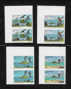 BIRDS - ST LUCIA CLEARANCE #770-73  IMPERFORATE PAIRS  MNH