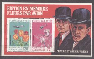 Gabon 1971 Wright, Flowers by plane, perf. sheet, MNH   S.057