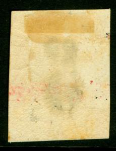 PARAGUAY 1878 LION - BLACK SURCHARGE handstamp  5c /1r rose Scott # 4 mint MH