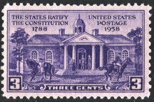 SC#835 3¢ Constitution Ratification (1938) MNH