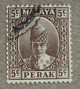Malaya Perak 1939 5c Sultan Iskandar, used. Scott 87, CV $0.25. SG 108