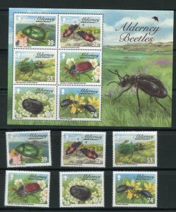 Alderney 459 - 464a Beetles Stamp Set With Sheet MNH 2013