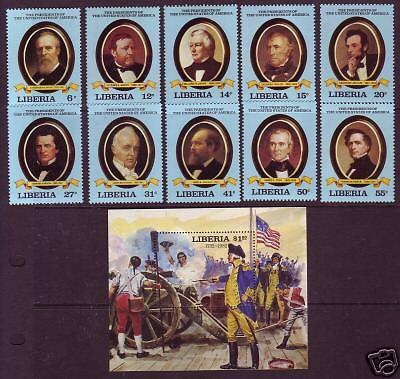 Liberia Sc 912-22 MNH. 1981 US Presidents & S/S, VF