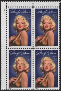 SC#2967 32¢ Legends of Hollywood: Marilyn Monroe Plate Block (1995) MNH