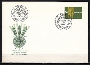 Switzerland, Scott cat. 425 only. FAO, Freedom from Hunger.. First day cover.