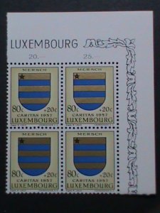 ​LUXEMBOURG-1957-SC# B193COATS OF ARMS MNH IMPRINT BLOCK WE SHIP TO WORLDWIDE