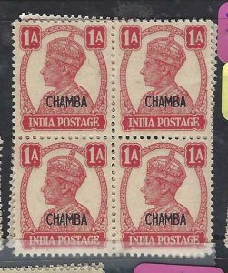 INDIA CHAMBA (P1808B)  KGVI  1A     SG 111   BL OF 4   MNH 