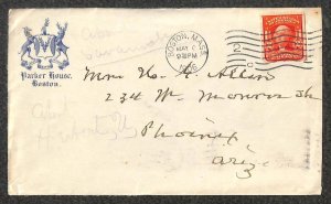 US #319 STAMP PARKER HOUSE BOSTON MASSACHUSETTS TO PHOENIX ARIZONA COVER 1906