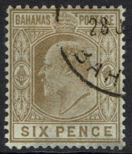 BAHAMAS 1902 KEVII 6D WMK CROWN CA USED