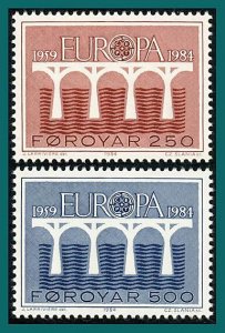 Faroe Islands 1984 Europa, Bridges, MNH #106-107,SG94-SG95