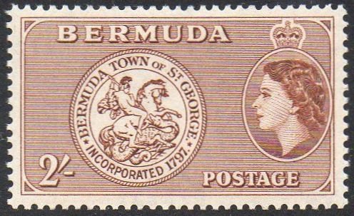 Bermuda 1953 2/- Arms of St George MH