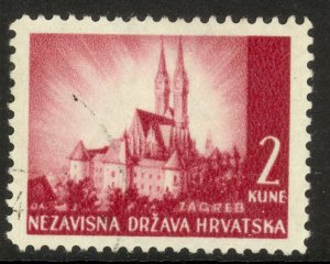 CROATIA 1941-43 2k ZAGREB CATHEDRAL Views Issue Sc 35 VFU