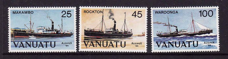 Vanuatu-Sc#377-9-unused NH set-Ships-Ausipex 1984-