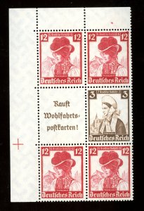 1935 Germany Scott #B69a Booklet Pane Lightly Hinged