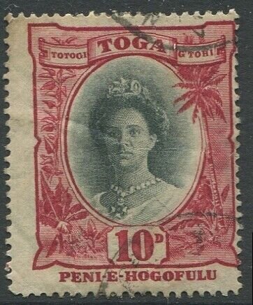 Tonga 1922 SG62 10d Queen Salote FU