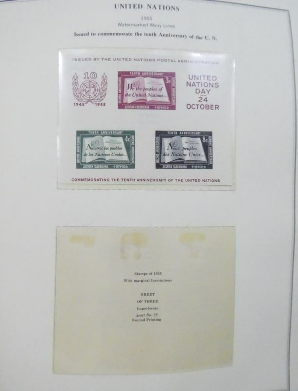 EDW1949SELL : UNITED NATIONS Beautiful collection in Scott Album Cplt 1951-1987.