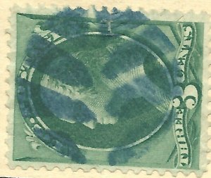  1800s US Stamp w/ Fancy Complete Blue LEAF Design Cancel ~ Free Shipping....k10 