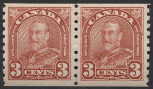 Canada #183 3c George V Arch Coil Pair Mint F-VF NH