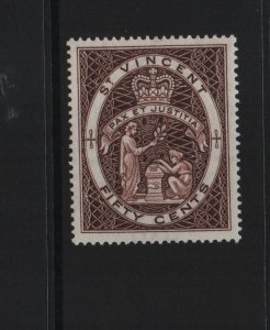 St Vincent 1955 SG198 50c script watermark - mounted mint
