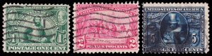 United States Scott 328-330 (1907) Used G-F Complete Set, CV $38.50 W