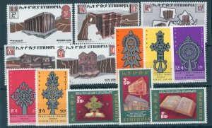 ETHIOPIA, 3 FULL SETS ALL RELIGIOUS TOPICS, 1967-72, NEVER HINGED