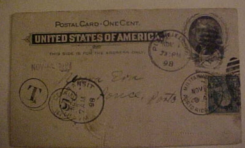 US SPAIN AMERICAN WAR 1898 PLAINFELD NJ POSTAGE DUE MARK MILITARY STA,PORTO RICO