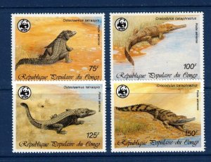 Congo Sc C367-70 MNH Set of 1987 - WWF Aligators -HJ06