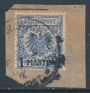 Germany Offices in Turkey #10 Used On Piece 20pf Imperial Eagle Issue Surcharged