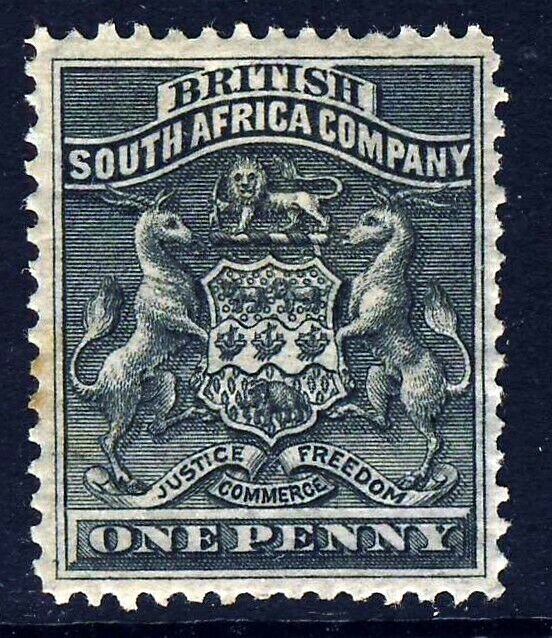 RHODESIA BRITISH SOUTH AFRICA COMPANY 1892 1d. Black on Thin Paper SG 1 MINT