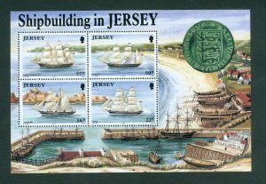 Jersey. 1992 Souvenir Sheet. Mnh. Shipbuilding In Jersey. Sail Ships.