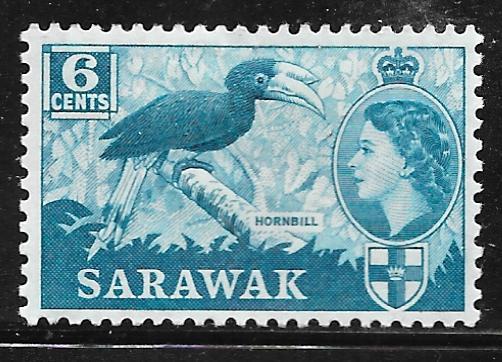 Sarawak 200: 6c Hornbill, MH, F-VF