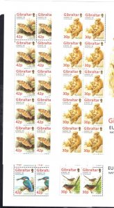 1999 EUROPE CEPT Gibraltar / Gibraltar 4 Mini sheets of 10 values MNH **