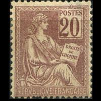 FRANCE 1900 - Scott# 118 Man Rights 20c no gum