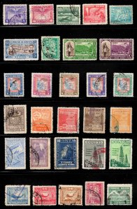 Bolivia ~ Small Group of 42 Different Stamps  ~ Mixed Condition