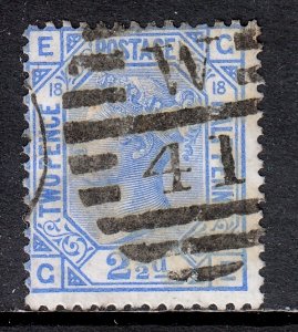 Great Britain - Scott #68 - Used - Plate 18, ink bleed in cancel - SCV $45