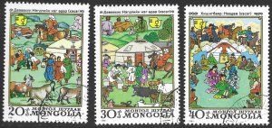 Mongolia #1436-1438  Used.  1981