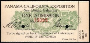 1935 US Employee Ticket California Pacific International Exposition San Diego