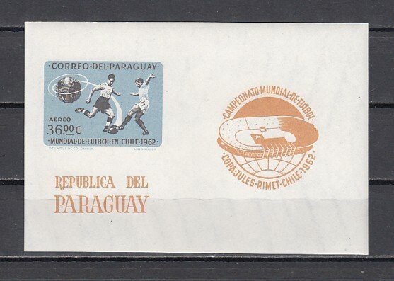 Paraguay, Scott cat. 691a. World Cup Soccer/Football, IMPERF s/sheet.