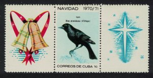 Caribic Blackbird Christmas Birds 2 Labels 1970 MNH SG#1810