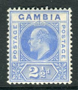 GAMBIA-1904 2½d Bright Blue & Ultramarine DENTED FRAME. A lightly mounted mint